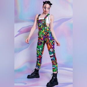 NWOT Devil Walking Drippy Aliens Overalls Size Medium